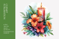 Floral candle watercolor clipart sublimation Product Image 1