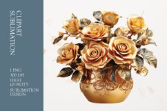 Golden roses in pot clipart sublimation Product Image 1