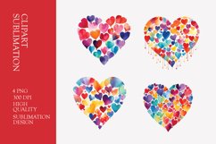 Watercolor Heart Clipart Sublimation Product Image 1