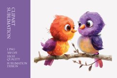 Two Cute Bird Watercolor Clipart Sublimation Product Image 1