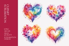Watercolor heart clipart sublimation png Product Image 1