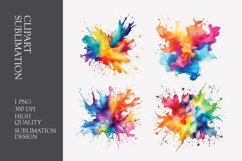 Watercolor splashes clipart sublimation png Product Image 1