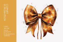 Golden bow watercolor clipart sublimation Product Image 1