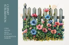 Garden Flower Fence Watercolor Clipart Sublimation Product Image 1