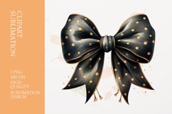 Black bow watercolor clipart sublimation Product Image 1