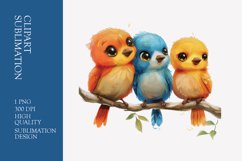 Cute baby birds watercolor clipart sublimation Product Image 1