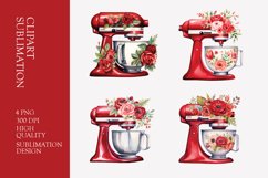 Red Watercolor Kitchen Mixer Clipart Product Image 1