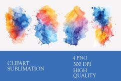 Watercolor colorful splash clipart sublimation png Product Image 1