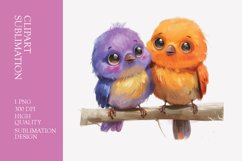 Two Cute Bird Watercolor Clipart Sublimation Product Image 1