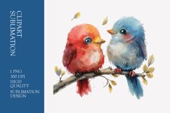 Cute baby birds watercolor clipart sublimation Product Image 1