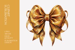 Golden bow watercolor clipart sublimation Product Image 1