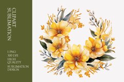 Watercolor Yellow Floral Frame Clipart Sublimation Product Image 1