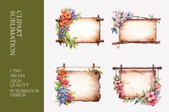 Wooden hanging signboard watercolor clipart Product Image 1
