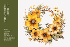 Watercolor Yellow Floral Frame Clipart Sublimation Product Image 1