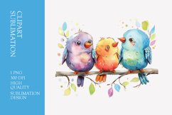 Cute baby birds watercolor clipart sublimation Product Image 1