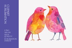 Two Cute Bird Watercolor Clipart Sublimation Product Image 1