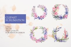 Watercolor floral flowers boho frame clipart Product Image 1