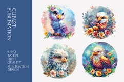 Cute eagle with flowery clipart sublimation Product Image 1