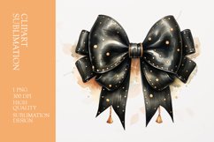 Black bow watercolor clipart sublimation Product Image 1
