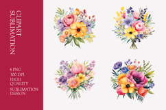 Spring flower bouquet watercolor clipart PNG Product Image 1