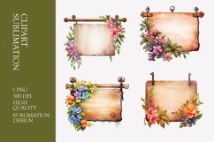 Wooden hanging signboard watercolor clipart Product Image 1