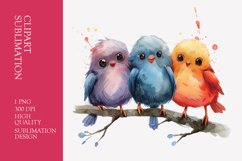 Cute baby birds watercolor clipart sublimation Product Image 1