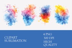 Watercolor colorful splash clipart sublimation png Product Image 1