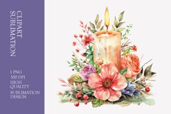 Floral candle watercolor clipart sublimation Product Image 1