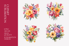 Spring flower bouquet watercolor clipart PNG Product Image 1