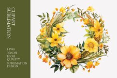 Watercolor Yellow Floral Frame Clipart Sublimation Product Image 1
