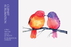Two Cute Bird Watercolor Clipart Sublimation Product Image 1