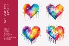 Watercolor heart clipart sublimation png Product Image 1