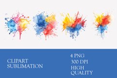 Watercolor colorful splash clipart sublimation png Product Image 1