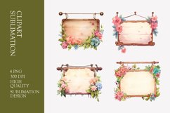 Wooden hanging signboard watercolor clipart Product Image 1