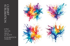 Watercolor splashes clipart sublimation png Product Image 1