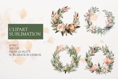 Watercolor floral flowers boho frame clipart Product Image 1