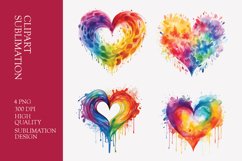 Watercolor heart clipart sublimation png Product Image 1