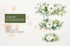 Green watercolor leaves and floral clipart Product Image 1