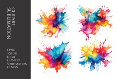Watercolor splashes clipart sublimation png Product Image 1