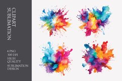 Watercolor splashes clipart sublimation png Product Image 1