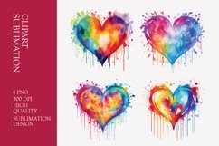 Watercolor heart clipart sublimation png Product Image 1