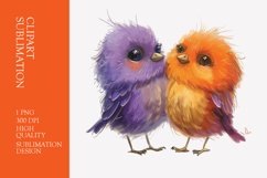 Two Cute Bird Watercolor Clipart Sublimation Product Image 1
