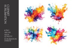 Watercolor splashes clipart sublimation png Product Image 1