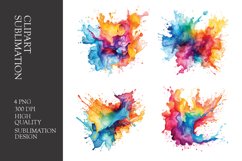Watercolor splashes clipart sublimation png Product Image 1