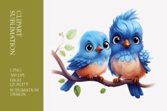Two Cute Bird Watercolor Clipart Sublimation Product Image 1