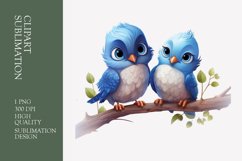 Two Cute Bird Watercolor Clipart Sublimation Product Image 1