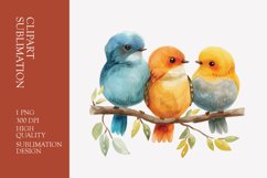 Cute baby birds watercolor clipart sublimation Product Image 1