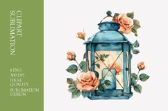 Floral lantern watercolor clipart sublimation Product Image 1
