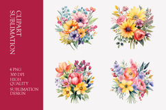 Spring flower bouquet watercolor clipart PNG Product Image 1