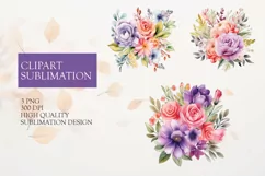 Watercolor bouquet of flowers clipart Product Image 1